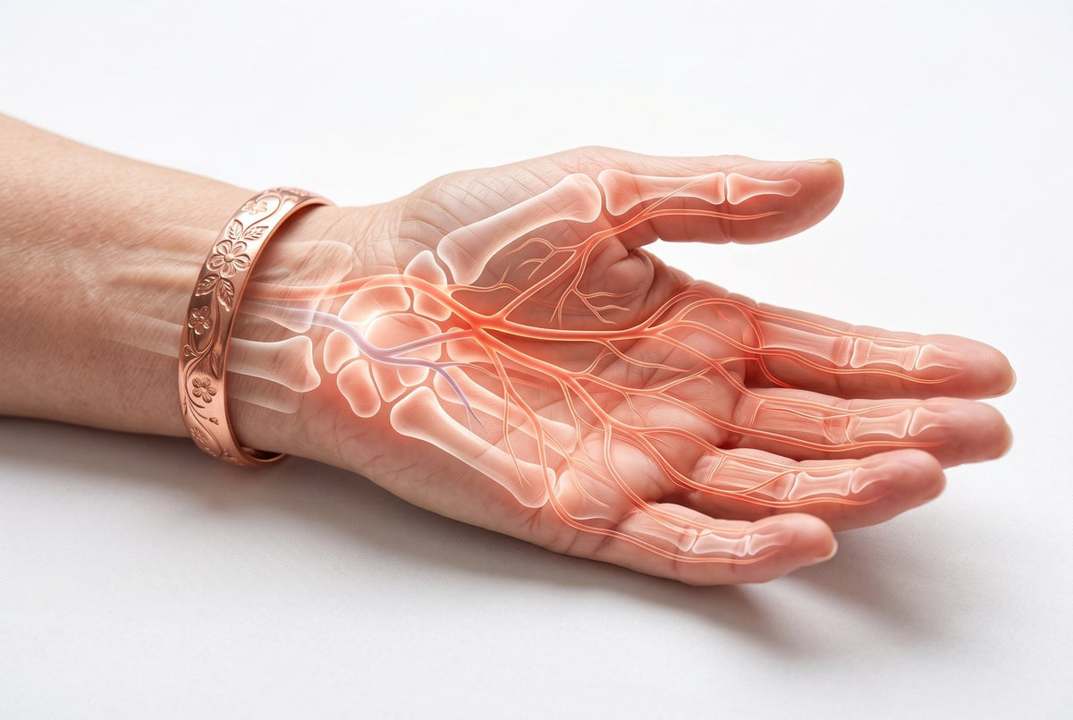 Blood vessels carrying warmth into the hand