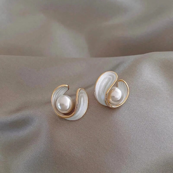 Timeless Gold Pearl Stud Earrings