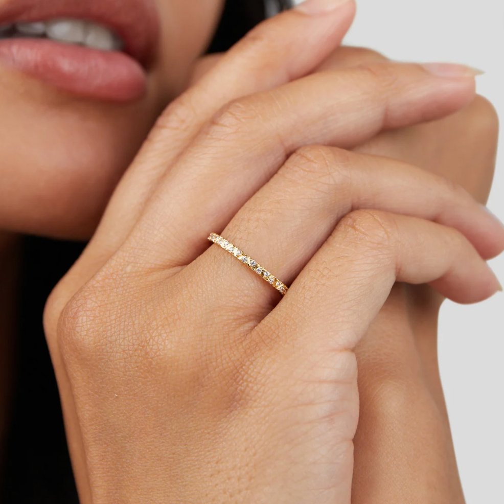 Arquette Gold & Crystal Band Ring