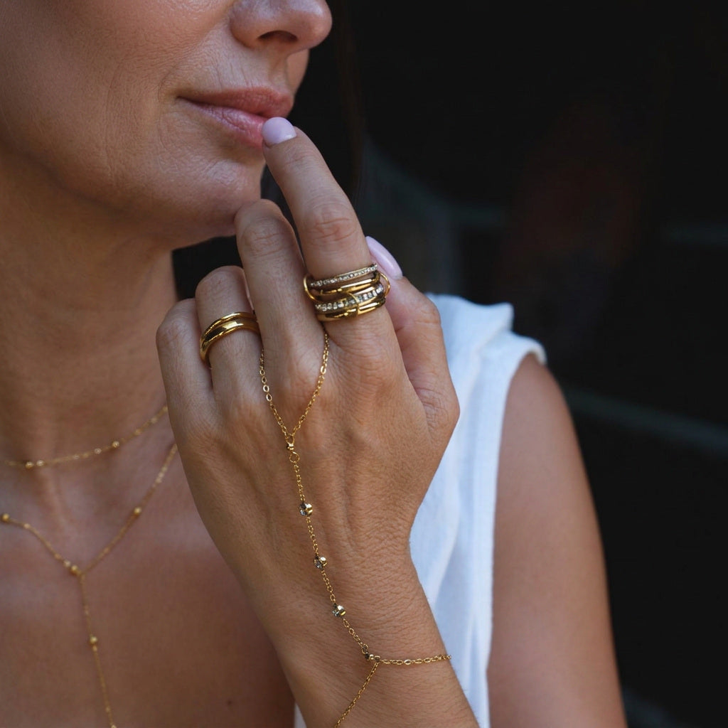 'Forever' Link Crystal & Gold Ring