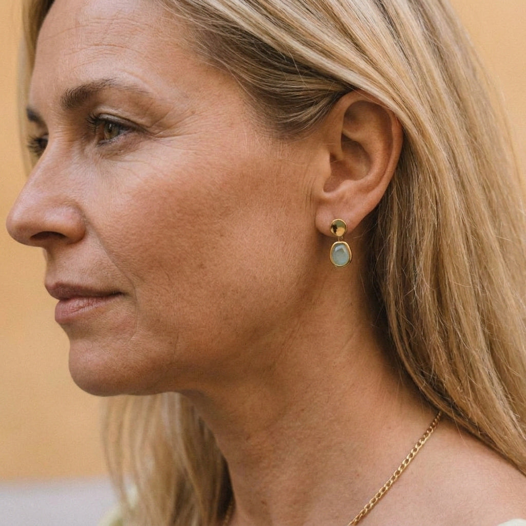 Gold Aquamarine Drop Earrings