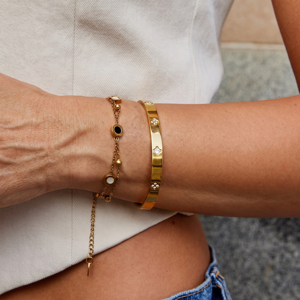 Gold Clover Bangle