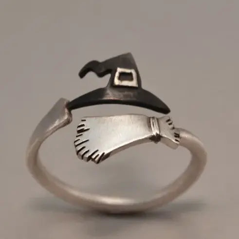 Adjustable Silver Witch Hat Ring