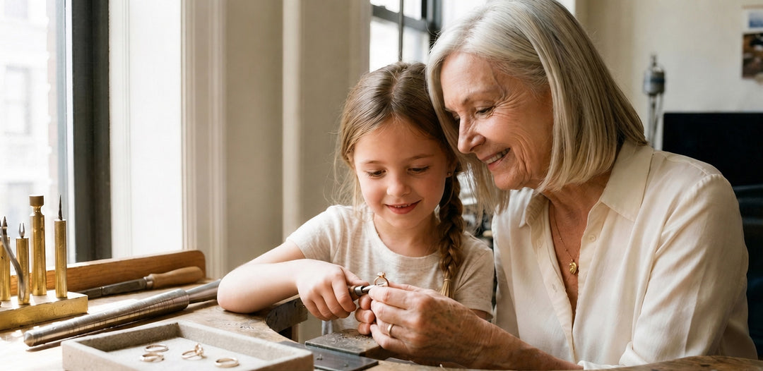 Margaret at the bench with her granddaughter