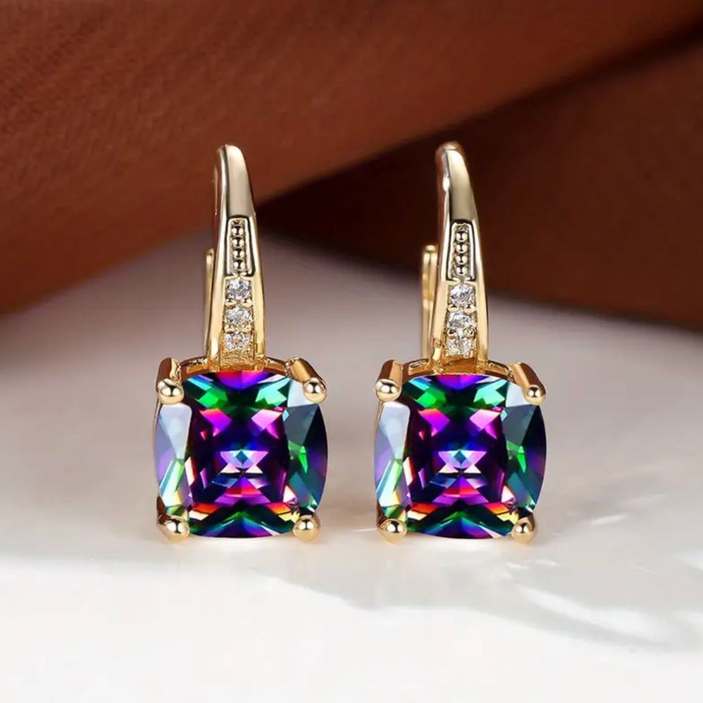 Mystic Stone Hoop Earrings